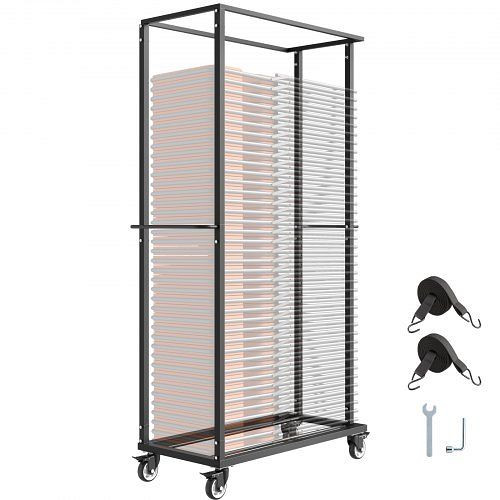 VEVOR Klappbarer Stuhlständer, 227kg Tragkraft, für 60 Stühle, Metall mit Lenkrollen & Feststellrädern, Mattschwarz, ZYTCYCHS60GJI310JV0