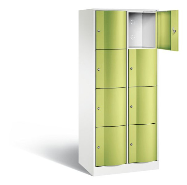C+P Schließfachschrank Resisto, H1950xB772xT540mm, Farbe: Verkehrsweiß / Viridingrün, 8470-272 S10134