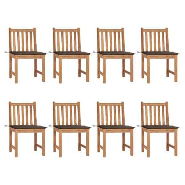 vidaXL Gartenstühle 8 Stück mit Kissen Massivholz Teak, 3073150