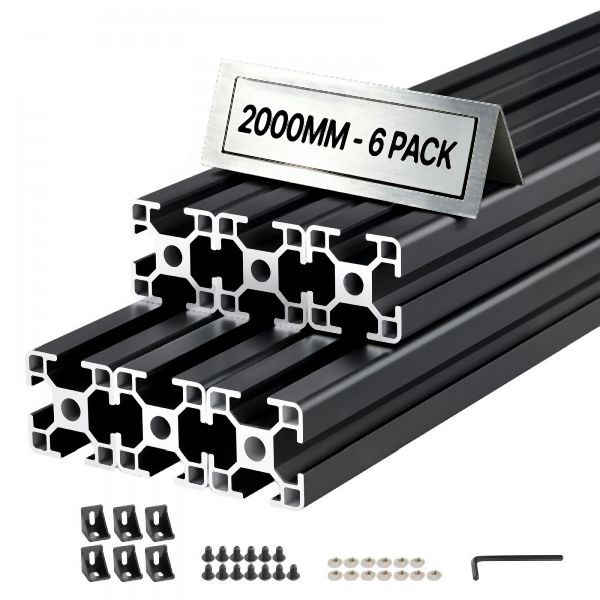 VEVOR 3030 Aluminiumprofile 6 Stk. 2 m, Eloxiert, EU-Standard, für 3D-Drucker, CNC-Werkbänke, Schwarz, TXOBLXCDGHS3KMYNI001V0