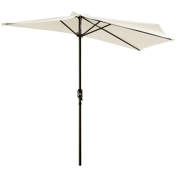 Outsunny Sonnenschirm Kurbelschirm Gartenschirm Schirm Marktschirm, Metall, halbrund, Cremeweiß+Schwarz, 84D-008CW
