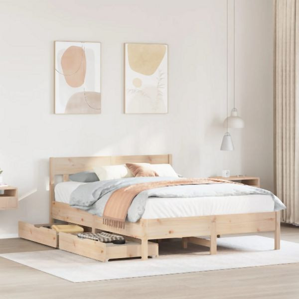 vidaXL Massivholzbett ohne Matratze 135x190 cm Kiefernholz, 3301881
