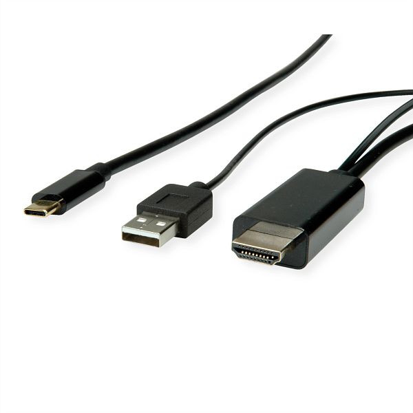 ROLINE USB Typ C - HDMI + USB A Adapterkabel, ST/ST, 1 m, 11.04.5955