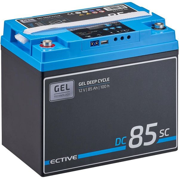 ECTIVE DC 85SC GEL Deep Cycle mit PWM-Ladegerät und LCD-Anzeige 85Ah Versorgungsbatterie, TN3808