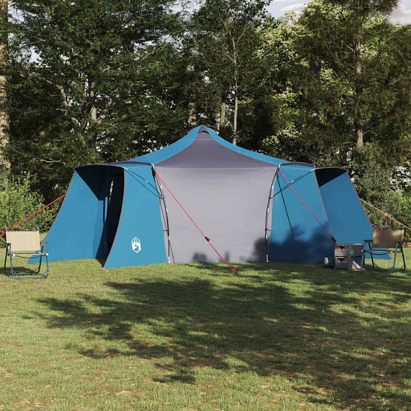 vidaXL Tipi Zelt mit Dach Blau und Grau 492 x 492 x 275 cm Stoff, 42000988