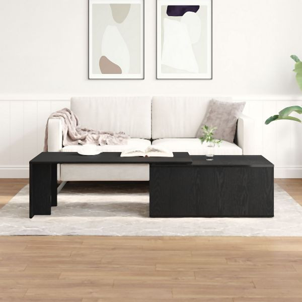vidaXL Couchtisch aus schwarzem Eichenholz 150x50x35 cm, Ingenieurholz, 862478