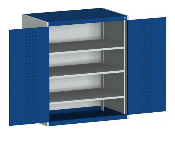 bott cubio Flügeltürschrank bestückt mit 3 Fachböden BxTxH: 1050 x 525 x 1200 mm, RAL 7035/5010, 40013085.11V