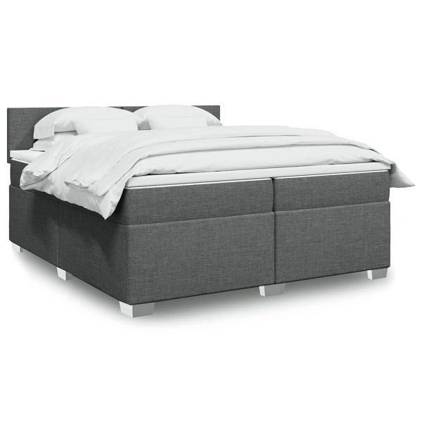 vidaXL Boxspringbett mit Matratze Dunkelgrau 200x200 cm Stoff, 3288289