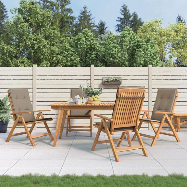 vidaXL Gartenstühle mit Kissen 4 Stück Massivholz Teak, 3196471