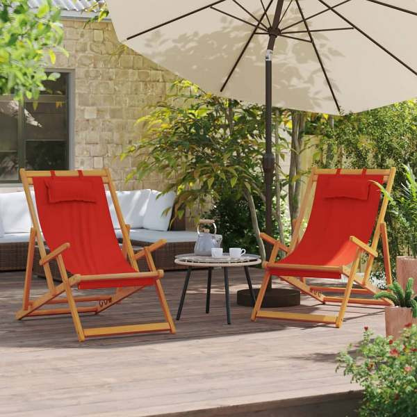 vidaXL Strandstühle 2 Stück Klappbar Rot Stoff, zusammenklappbar, 3214480