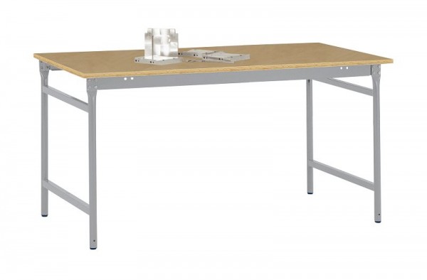 Manuflex Beistelltisch BASIS stationär mit Multiplex-Tischplatte in Alusilber ähnlich RAL 9006, BxTxH: 1500 x 800 x 780 mm, Alusilber, BB3065.9006
