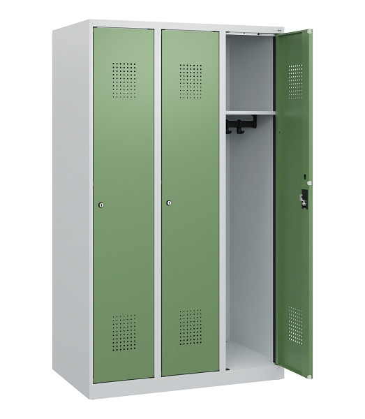C+P Spind Evolo PLUS, 3 Abteile, 1530x900x500mm, 7035/6011, Zylinderschloss, 0490005-30 S10036