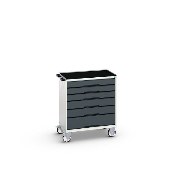 bott verso mobiler Schubladenschrank, mit 6 Schubladen und Abrollrand, BxTxH: 800 x 550 x 965 mm, Lichtgrau / Anthrazitgrau, 16927005.19