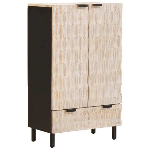 vidaXL Highboard Weiße gewaschene Oberfläche 60 x 33,5 x 100 cm, 4017894