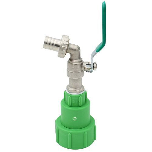 DENIOS IBC-Kugelhahn aus Metall, 3/4, mit Überwurfmutter S60x6 / 62mm, VE: 3 Stück, 311437