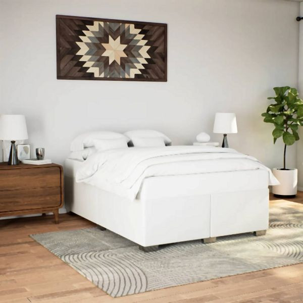 vidaXL Bettgestell Weiß 140x200 cm Kunstleder, besserer Schlaf, 3284561