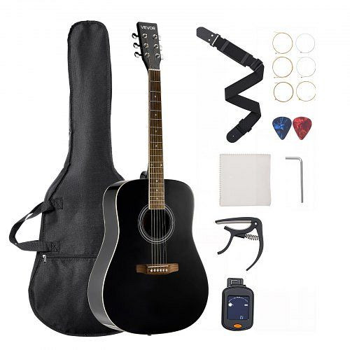 VEVOR Dreadnought Akustik Gitarre 41 in / 1041,4 mm Anfängerpaket Erwachsene Schwarz, YJMYJT41INCHP26PK001V0