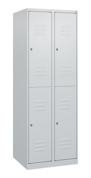 C+P Doppelstöckiger Spind Classic PLUS, 2 Abteile, 1700x600x500mm, 7035/7035, Zylinderschlösser, 0803007-20 S10021