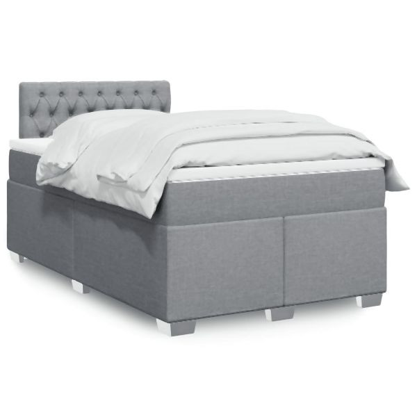 vidaXL Boxspringbett mit Matratze Hellgrau 120x200 cm Stoff, 3288162