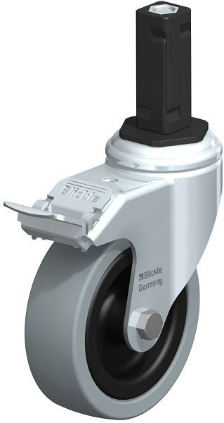 Blickle LKRA-VPA 101G-11-FI-EV13 Apparate-Lenkrolle mit Expander & Feststeller, Vollgummi, Grau, 848189