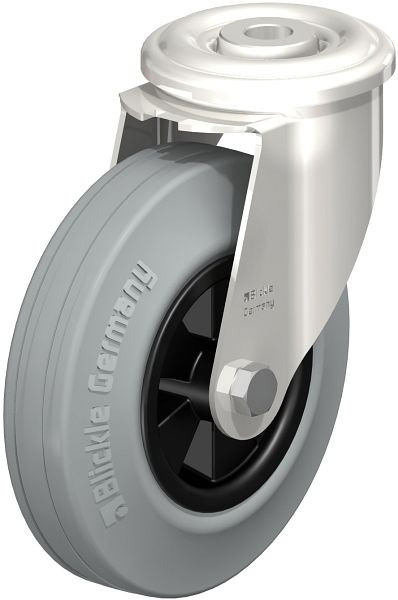 Blickle LEXR-VPP 125G-SG Edelstahl-Lenkrolle mit Rückenloch, Vollgummi, Grau, 581272