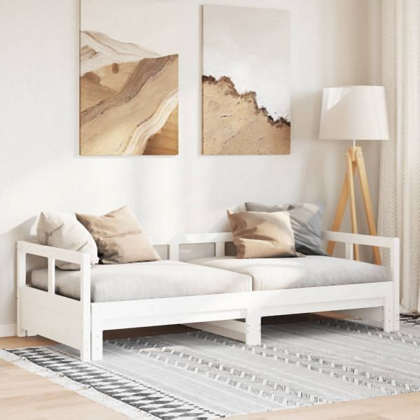 vidaXL Tagesbett ohne Matratze Weiß 90x200 cm Massivholz Kiefer, 854953