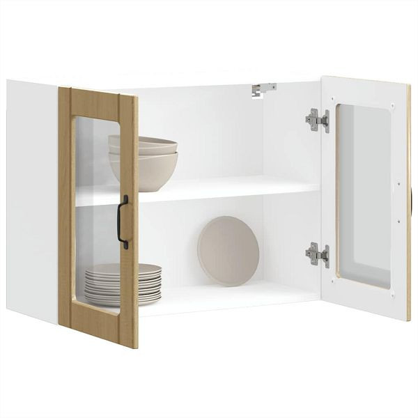 vidaXL Küchen-Hängeschrank mit Glastür Sonoma-Eiche Holzwerkstoff, 853850