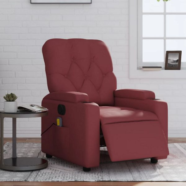vidaXL Massagesessel Elektrisch Weinrot Kunstleder, 3204769
