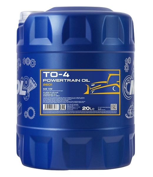 MANNOL Getriebehydraulik-Mineralöl 2601 TO-4 Powertrain Oil SAE 10W, VE: 20 l, MN2601-20