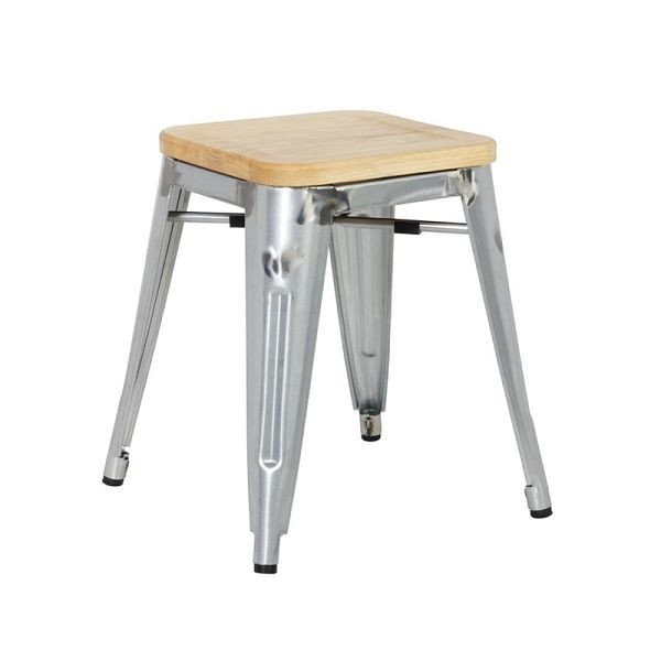 Bolero Bistro Stuhl aus verzinktem Stahl mit Holzsitz (4 Stück), GM634