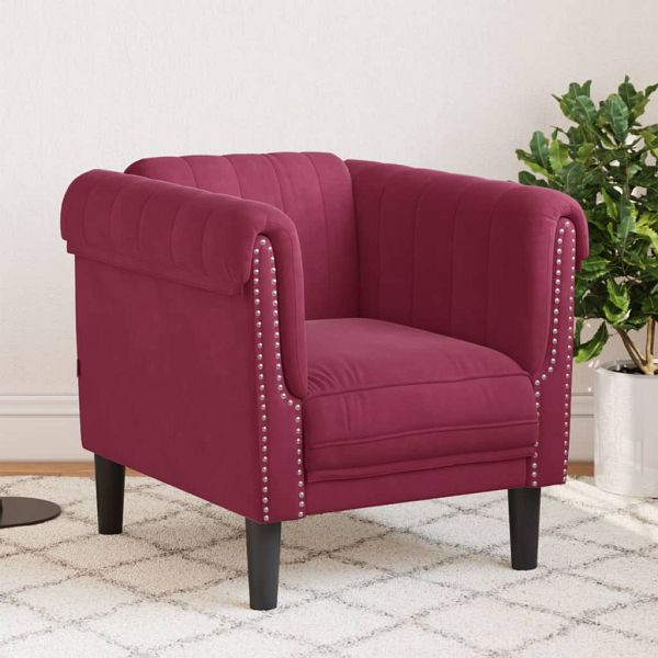 vidaXL Sessel Farbe Weinrot Samt, 372569, 8721012399556