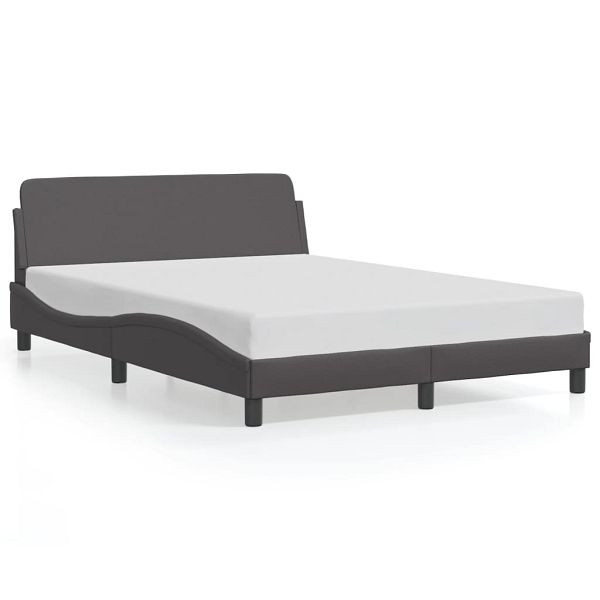 vidaXL Bettgestell mit Kopfteil Grau 140x200 cm Kunstleder, 373201