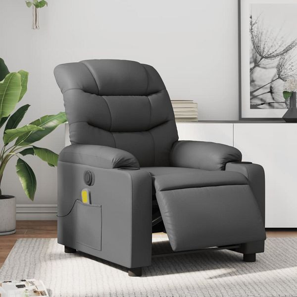 vidaXL Massagesessel Elektrisch Grau Kunstleder, 3206595