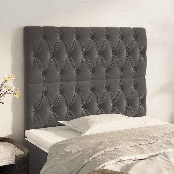 vidaXL Kopfteile 2 Stück Dunkelgrau 90x7x78/88 cm Samt, 3116705