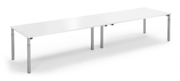 Deskin Konferenztisch System MODUL, Weiß, 4000 x 1000 x 650 mm, Gestell: Alusilber RAL 9006, 348143