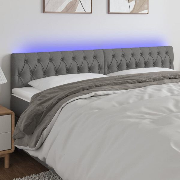 vidaXL LED Kopfteil Dunkelgrau 180x7x78/88 cm Stoff, 3121963