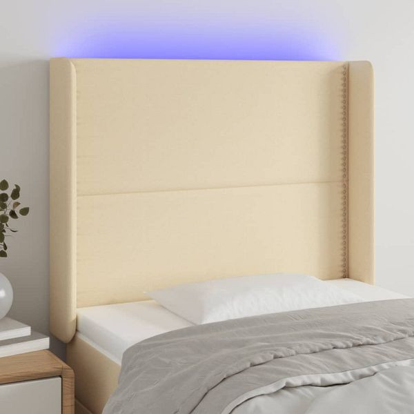 vidaXL LED Kopfteil Creme 93x16x118/128 cm Stoff, 3123895