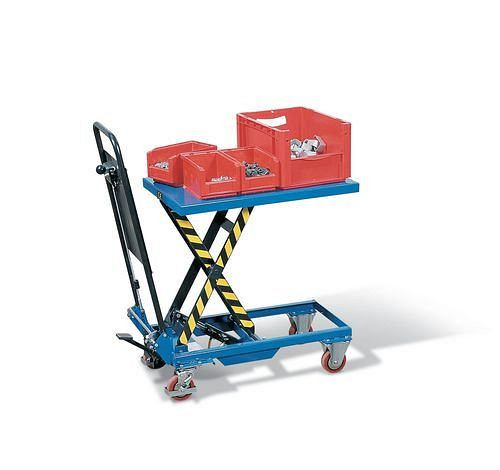 DENIOS Hubtischwagen HTW 15 mit Einzelschere, 70 x 45 cm, 150 kg Tragkraft, 157623
