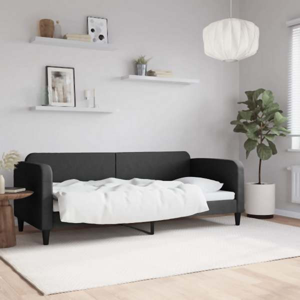 vidaXL Tagesbett Schwarz 80x200 cm Stoff, Massivholz, 354030