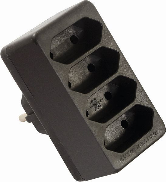 as-Schwabe Euro-Multistecker 4-fach, schwarz, 48412