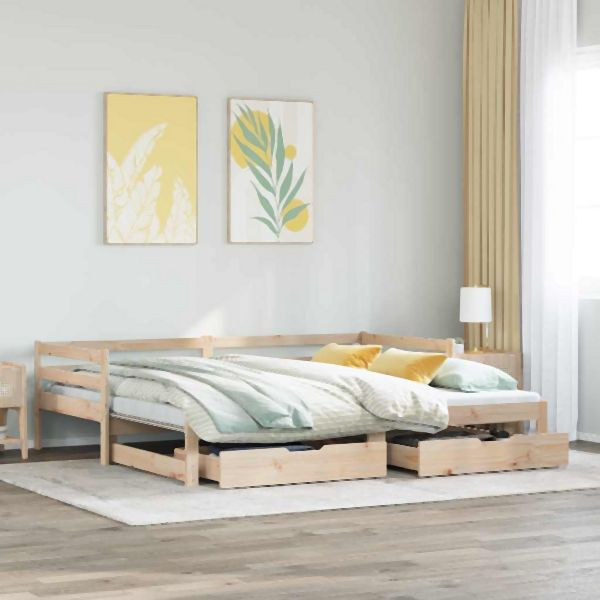 vidaXL Tagesbett Ausziehbar mit Schubladen ohne Matratze 80x200 cm, 3302148