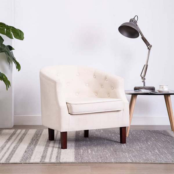 vidaXL Sessel Beige Stoff, Gummibaumholz, 247002, 8718475622710