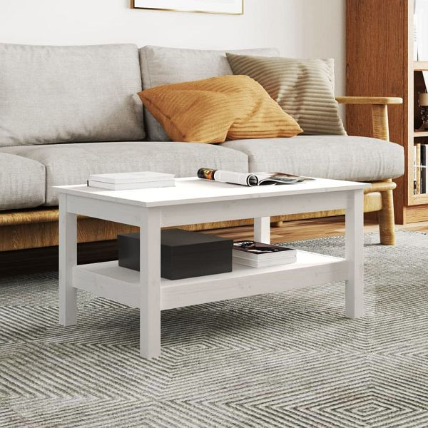 vidaXL Couchtisch Weiß 80x50x40 cm Massivholz Kiefer, 814285