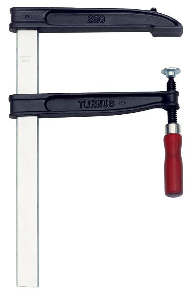 KUKKO Tiefspann-Temperguss-Schraubzwinge mit Holzgriff, Spannweite x Ausladung der Spannzwinge: 400 x 300 mm, 507-040