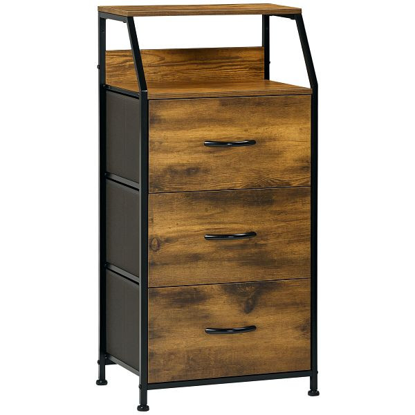 HOMCOM Aufbewahrungsschrank, Stoffschubladen, MDF-Regale, Stahlrahmen, Braun, 838-299V00RB