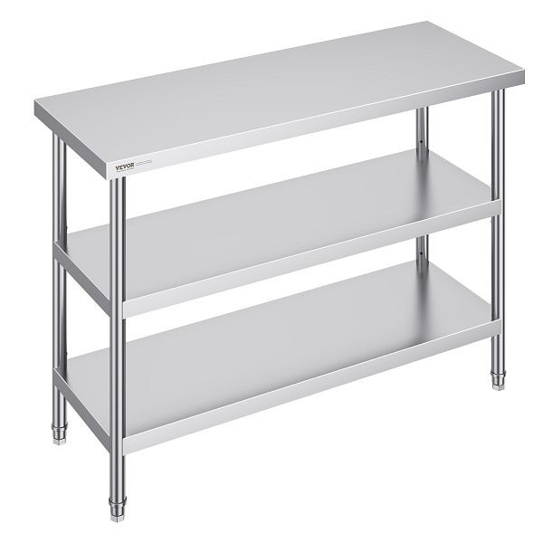 VEVOR Edelstahl-Lebensmittelzubereitungstisch Küchentisch Arbeitstisch 457x1219mm, CFBXGGZTSCGZCKBE4V0