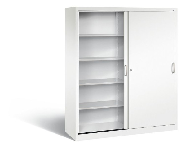 C+P Schiebetürenschrank Acurado, H1950xB1600xT500mm, Farbe: Verkehrsweiß, Bügelgriff, 5 OH, 2150-00 S10226