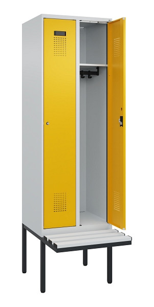 C+P Spind Evolo PLUS, 2 Abteil, 2120x600x815mm, 7035/1004, Zylinderschloss, Material Sitzfläche Kunststoff, 0490407-20 S10081