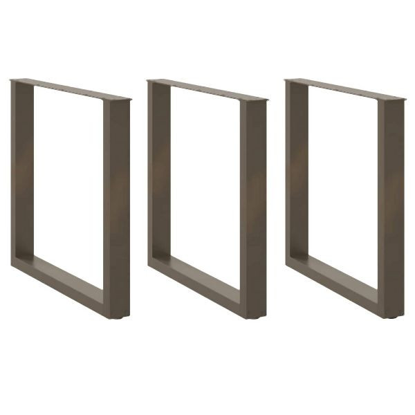 vidaXL Couchtischbeine U-Form 3 Stück Naturstahl 90x(72-73) cm Stahl, 4013211