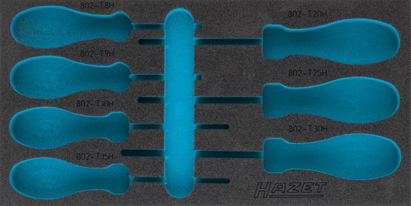Hazet 2-Komponenten Weichschaum-Einlage, für 802 TH/7 Abmessungen / Länge: 342 mm x 172 mm Ordnungssystem Größe: 1/3 (342 x 172 mm), 163-422L